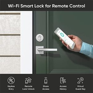 Wyze Lock WiFi & Bluetooth Enabled Smart Door Lock, Wireless & Keyless Entry, works with Amazon Alexa & Google Assistant, Fits on Most Deadbolts, Includes Wyze Gateway – A Certified for Humans Device