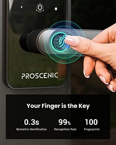 Smart Lock, Proscenic Keyless Entry Door Lock with Handle, Fingerprint Door Locks Support WiFi & Bluetooth, Touchscreen Electronic Door Locks with Keypads for Front Door, Bedroom, Home, Hotel, Airbnb - Image 4