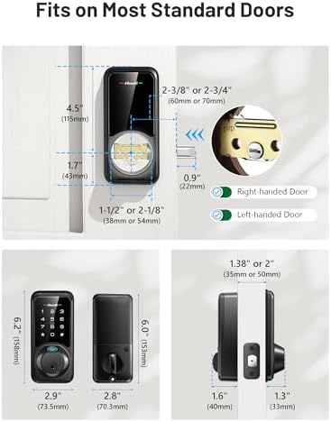 Smart Lock, Zowill DK07 Fingerprint Door Lock with APP Control, 7-in-1 Smart Door Lock for Front Door, Keyless Entry Door Lock, Electronic Touchscreen Keypad Deadbolt, Auto Lock, Easy Installation - Image 7