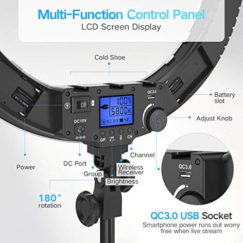 LED Ring Light with Stand and Phone/iPad Holder, 19 Inch 60W Bicolor 3000K-5800K Large Circle Light with Remote Controller for Photography/YouTube Video/Self-Portrait Shooting/Live-Stream - Image 8