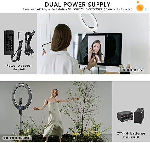 LED Ring Light with Stand and Phone/iPad Holder, 19 Inch 60W Bicolor 3000K-5800K Large Circle Light with Remote Controller for Photography/YouTube Video/Self-Portrait Shooting/Live-Stream - Image 3