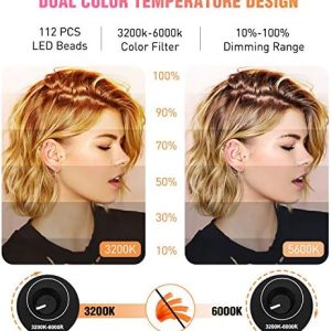 Ring Light 18 Inch LED Ringlight Kit with 73 inch Tripod Stand with Phone Holder Adjustable 3200-6000k Color Temperature Circle MUA Lighting for Camera for Vlog, Makeup,Youtobe, Video Shooting, Selfie