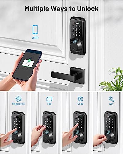 Smart Lock, Zowill DK07 Fingerprint Door Lock with APP Control, 7-in-1 Smart Door Lock for Front Door, Keyless Entry Door Lock, Electronic Touchscreen Keypad Deadbolt, Auto Lock, Easy Installation - Image 2