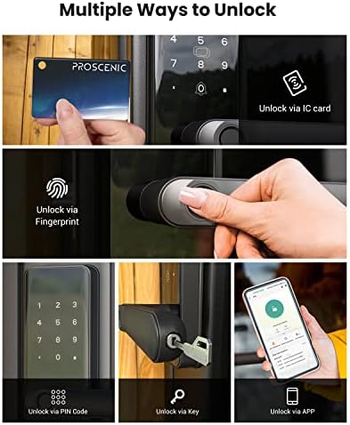 Smart Lock, Proscenic Keyless Entry Door Lock with Handle, Fingerprint Door Locks Support WiFi & Bluetooth, Touchscreen Electronic Door Locks with Keypads for Front Door, Bedroom, Home, Hotel, Airbnb - Image 2