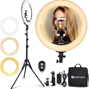 Ring Light 18 Inch LED Ringlight Kit with 73 inch Tripod Stand with Phone Holder Adjustable 3200-6000k Color Temperature Circle MUA Lighting for Camera for Vlog, Makeup,Youtobe, Video Shooting, Selfie