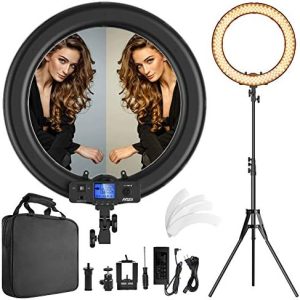 Ring Light,19inch LED Ring Light with Stand &LCD Display Adjustable Color Temperature 3000K-5800K, Makeup Light for YouTube Video Shooting, Portrait, Vlog, Selfie 【Upgraded Version】