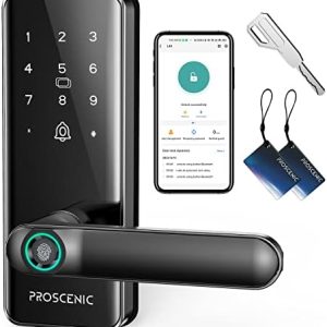 Smart Lock, Proscenic Keyless Entry Door Lock with Handle, Fingerprint Door Locks Support WiFi & Bluetooth, Touchscreen Electronic Door Locks with Keypads for Front Door, Bedroom, Home, Hotel, Airbnb