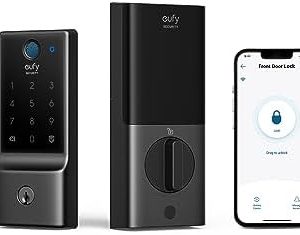 eufy Security Smart Lock C220, Fingerprint Keyless Entry Door Lock, Built-in Wi-Fi, App Remote Control, Front Door Smart Lock Deadbolt, 8Months Battery, Reliable Power, IP53 Waterproof, BHMA Grade 3
